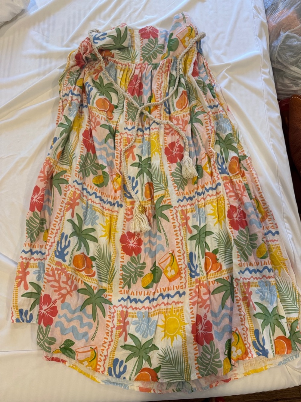 Tropical Print Elastic Waist Midi Skirt in Multicolor